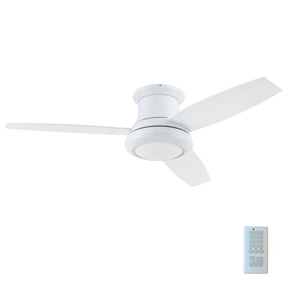 Harbor Breeze Sailstream 52 In Gloss White Indoor Residential Flush Mount Ceiling Fan With Light Kit Included And Remote Control 3 Blade Lowe S Canada - Flush Mount Ceiling Fan No Light Canada