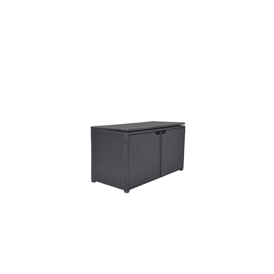 Image of allen + roth 469-L Black Steel/Wicker Deck Box