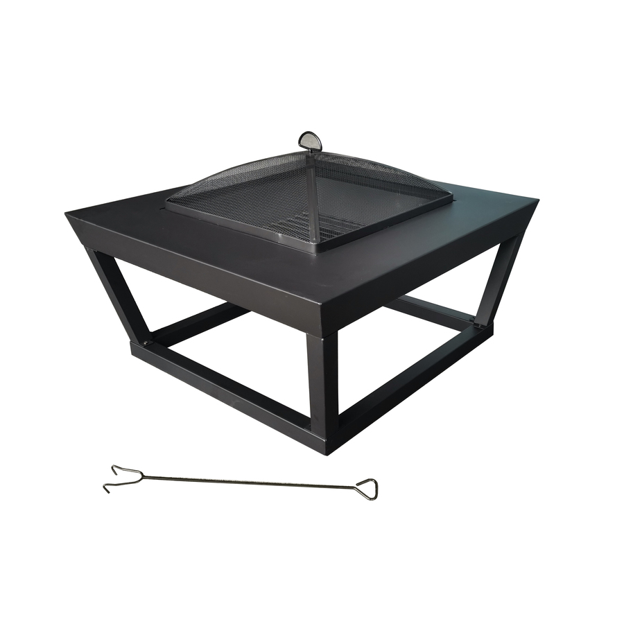 Image of Bond 32-Inch Steel Square Wood Fire Pit with Lid