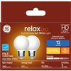 GE Relax HD Soft White 40W Replacement LED Decorative Globe White Medium Base G16.5 Light Bulbs (2-Pack)
