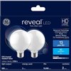 GE Reveal HD+ Colour-Enhancing 60W Replacement LED Decorative Globe Medium Base G25 Bulb (2-Pack)