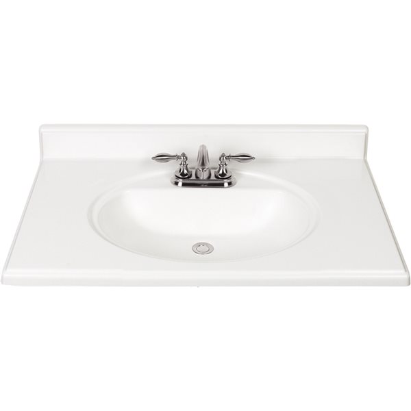 White Cultured Marble Integral Bathroom, Vanity Top With Integrated Sink Canada