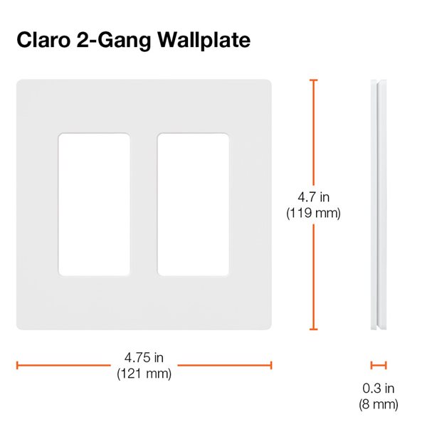 Lutron Claro 2 Gang Decorator Rocker Wall Plate White Lowe S Canada - Decora Wall Plate Sizes