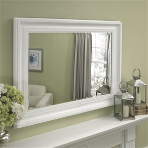 White Beveled Rectangle Framed, Allen Roth White Beveled Wall Mirror