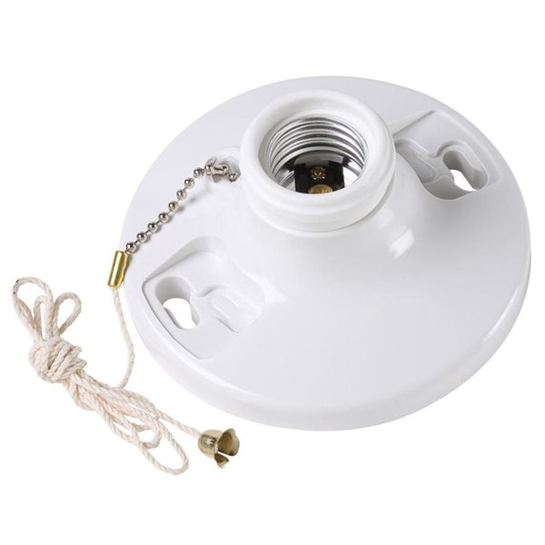 White Plastic Ceiling Lamp Holder, Ceiling Lamp Holder With Pull Chain