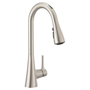 MOEN U by MOEN Smart Faucet Sarai Spot Resist Stainless 1-Handle Deck-Mount Pull-down Touchless Kitchen Faucet