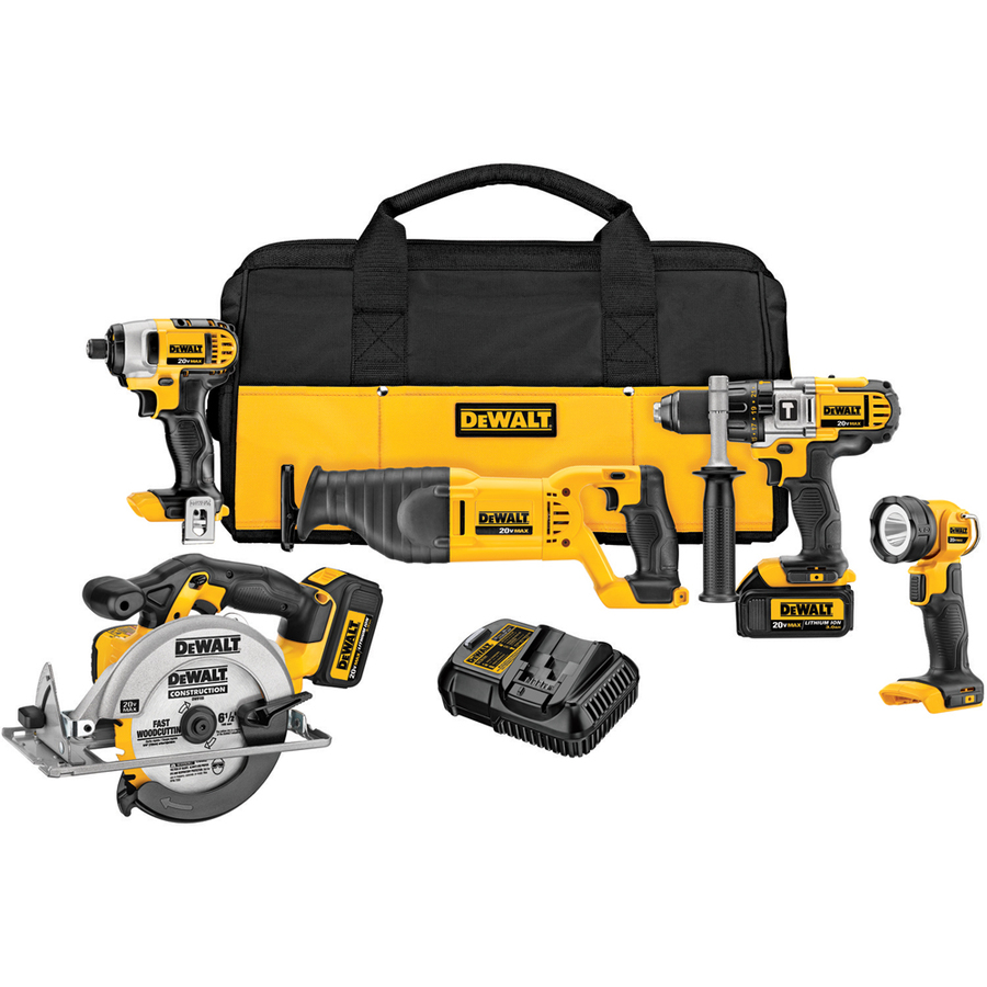 DEWALT 20-Volt Max 5-Tool Power Tool Combo Kit with Soft Case (2-Batteries Included and Charger Included)