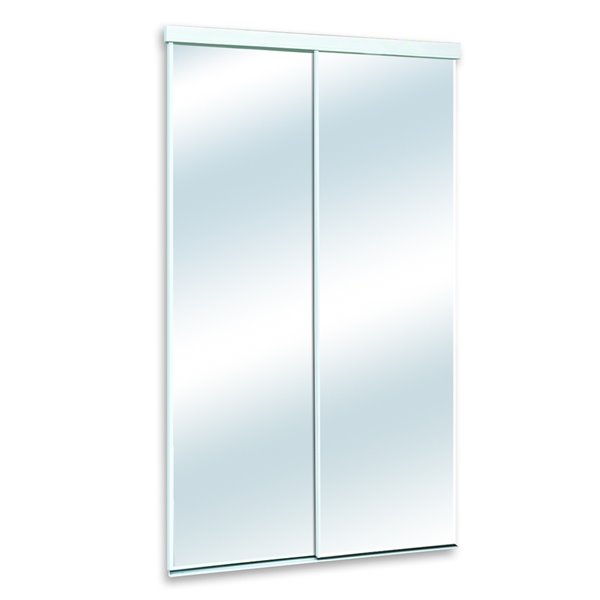 White Mirror Panel Clear Sliding Closet, Sliding Mirror Closet Doors Home Depot Canada