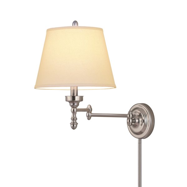 Allen Roth 15 62 In H Brushed Nickel, Wall Mounted Swing Arm Lamps