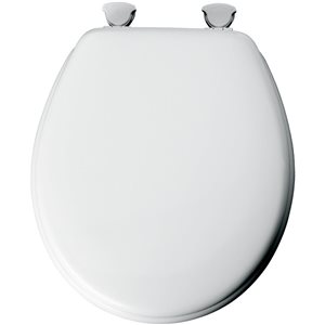 MAYFAIR 13EC 000 Soft Toilet Seat Easily Removes White New Padded with Wood Core ROUND 