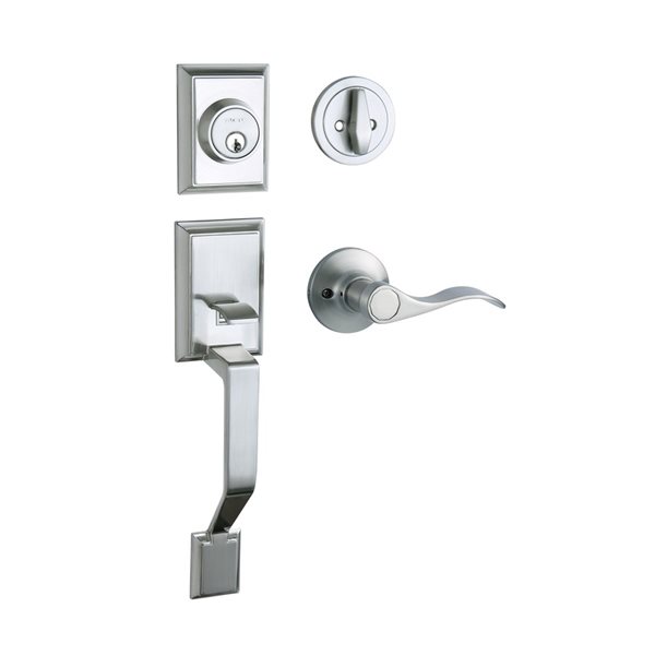 Halifax Satin Nickel Exterior Door Handle/Entry Door Lock with Key