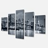Designart Canada New York at Night Canvas Print 32-in x 60-in 5 Panel Wall Art