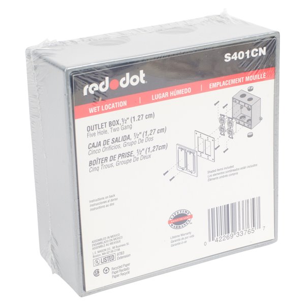 Details about   REDDOT R21H31 OUTLET BOX TWO-GANG BOX WITH THREE THREADED OUTLETS 042269654259 