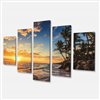 Designart Canada Island Beach with Palms 32-in x 60-in 5 panel Wall Art