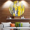 Designart Canada Grey and Yellow Pattern 23-in Round Metal Wall Art