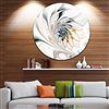 Designart Canada White Stained Glass Floral Design 29-in Round Metal Wall Art