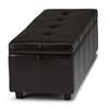 Simpli Home Castleford 48-in x 17-in x 16-in Coffee Brown Large Storage Ottoman Bench