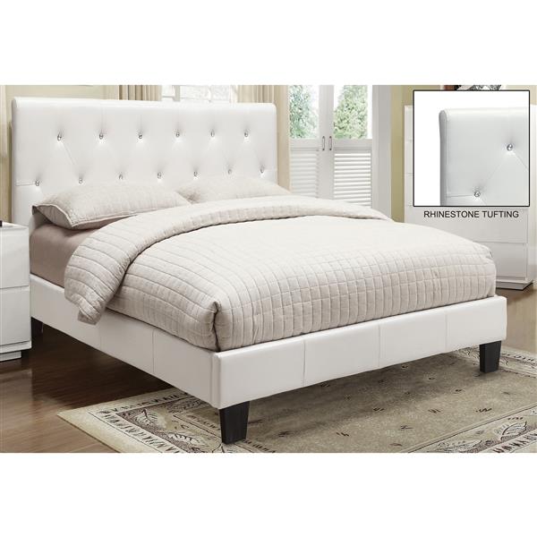 Faux Leather Crystal Tufted White, Double Platform Bed Frame Canada