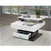 Brassex 29.5-in x 29.5-in x 17.7-in White and Grey Rotating Square Lift Top Coffee Table With Storage Drawer