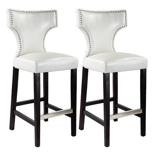 White Bonded Leather Bar Stool, Real Leather Bar Stools Canada