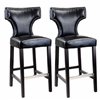 CorLiving Kings Black Bonded Leather Bar Stool with Metal Studs (Set of 2)