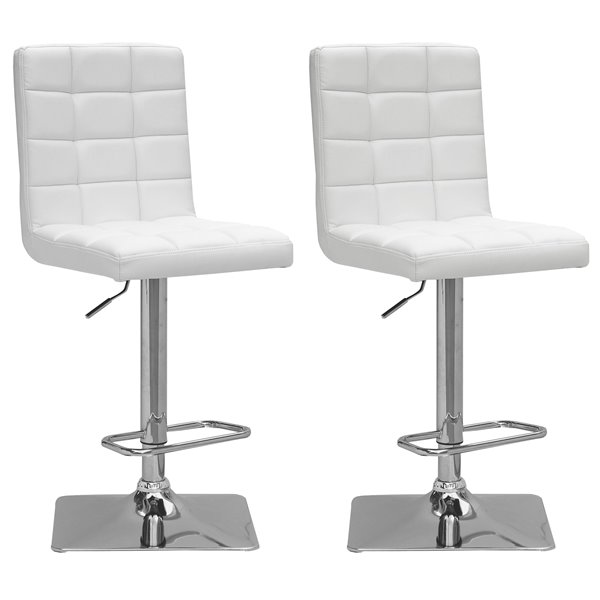 Corliving White Square Tufted Bonded, White Leather Counter Stools Canada