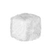 LUXE Mongolian White Sheepskin Faux Fur Ottoman Stone