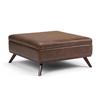 Simpli Home Owen  Distressed Chestnut Brown Square Coffee Table Ottoman with Storage
