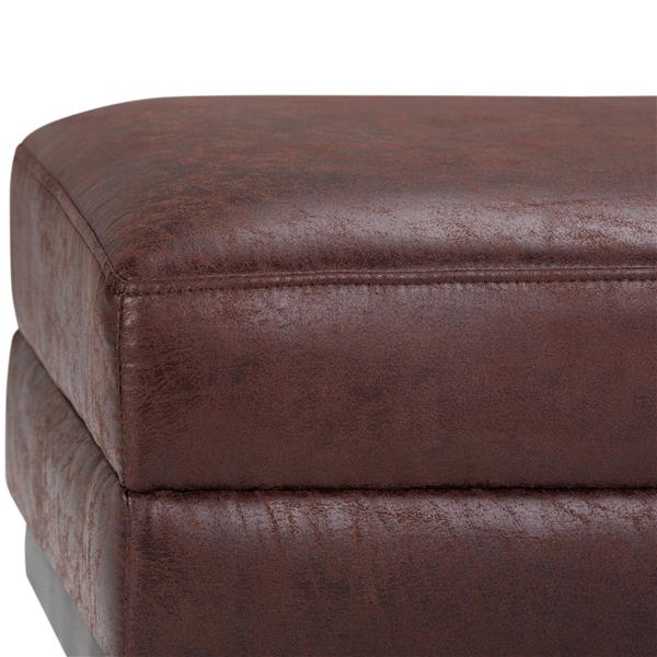 Faux Leather Extra Wide Ottoman Bench, Extra Long Leather Bench