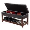 Winsome Wood Monza 20.47-In x 42.52-In x 15.75-In Espresso Faux Leather Cushion Wooden Indoor Storage Bench