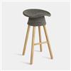 Umbra Coiled Counter Stool - Grey and Natural Wood - 27-in