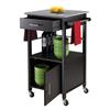 Winsome Wood Davenport 23-in x 35-in Black Modern Kitchen Cart With Granite Countertop