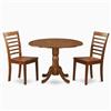 East West Furniture Dublin Sadle Brown 3 Piece Dining Set With Round Dining Table