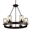 Artcraft Lighting Menlo Park Collection 96-in Dark Chocolate Brown Wrought Iron Clear Glass 6-Light Candle Chandelier