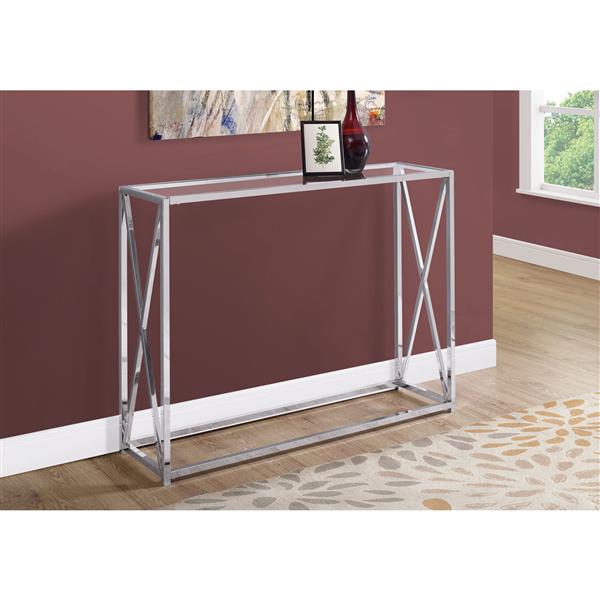 Silver Glass Accent Table, Monarch Console Table Glass