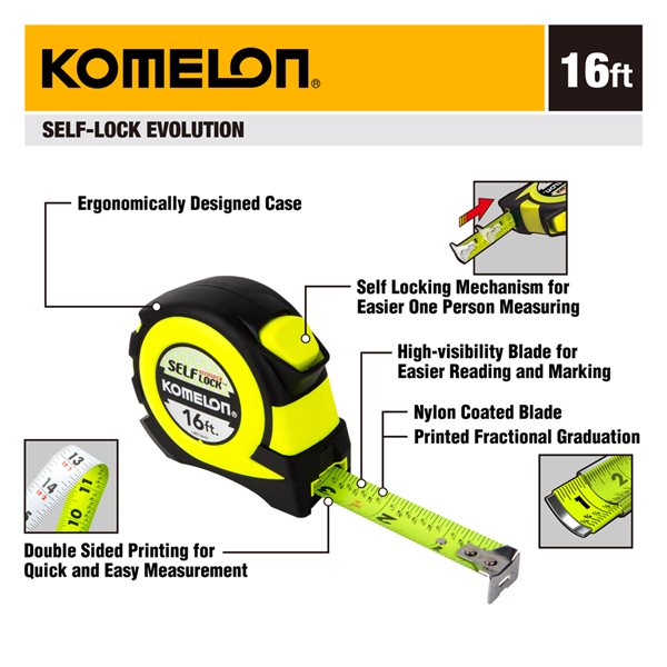 16-Foot Komelon SL28116 Self Lock Power Tape 