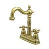 Elements of Design New Orleans Polished Brass 9-in Cross-Handle Deck Mount Bridge Kitchen Faucet