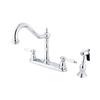 Elements of Design Heritage Chrome 10.5-in Lever-Handle Deck Mount Bridge Kitchen Faucet with  Sprayer