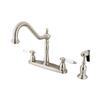 Elements of Design New Orleans Satin Nickel 9-in 2-Level Handle Sink Mount High-Arc Kitchen Faucet with Sprayer