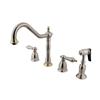 Elements of Design New Orleans Satin Nickel/Polished Brass 9-in 2-Lever Handle Deck Mount High-Arc Kitchen Faucet with Sprayer