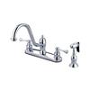 Elements of Design St. Louis Chrome 9-in 2-Lever Handle Sink Mount High-Arc Kitchen Faucet with Sprayer