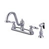 Elements of Design Templeton Chrome 9-in 2-Lever Handle Sink Mount High-Arc Kitchen Faucet with Sprayer