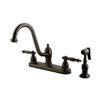 Elements of Design Templeton Oil-Rubbed Bronze 9-in 2-Lever Handle High-Arc Deck Mount Kitchen Faucet with Sprayer