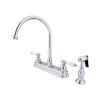 Elements of Design Chicago Chrome 12-in 2-Lever Handle High-Arc Deck Mount Kitchen Faucet with Sprayer