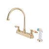 Elements of Design Chicago Polished Brass 12-in Lever-Handle Deck Mount High-Arc Kitchen Faucet with White Sprayer