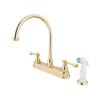 Elements of Design St. Louis Polished Brass 12-in Lever-Handle Deck Mount High-Arc Kitchen Faucet with White Sprayer