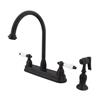 Elements of Design Chicago Oil-Rubbed Bronze 12-in Lever-Handle Deck Mount High-Arc Kitchen Faucet with Sprayer