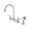 Elements of Design St. Louis Satin Nickel 12-in Lever-Handle Deck Mount High-Arc Kitchen Faucet with Sprayer