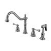 Elements of Design English Country Chrome 9-in Lever-Handle Deck Mount Bridge Kitchen Faucet with Sprayer