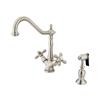 Elements of Design Satin Nickel 12-in Cross-Handle Deck Mount Kitchen Faucet with Sprayer